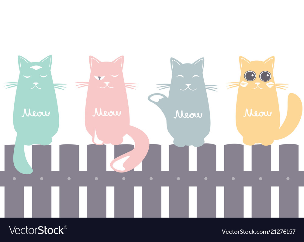 Seamless pattern background with cats on the fence