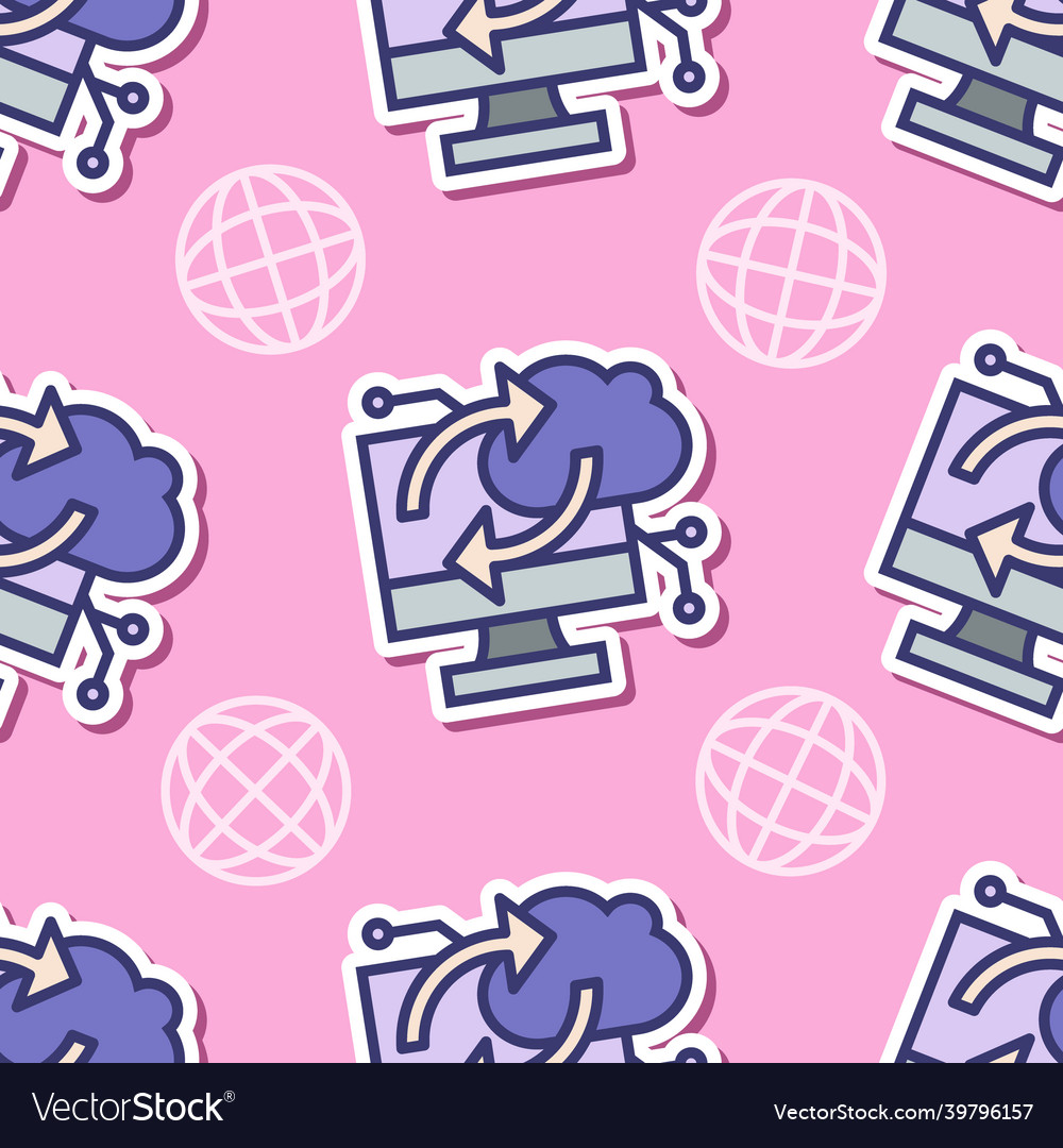 Seamless pattern cloud computing icon Vector Image Seamless pattern cloud computing icon