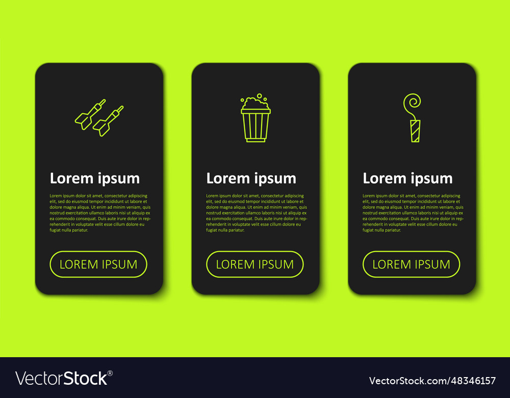 Set line dart arrow popcorn in cardboard box Vector Image Set line dart arrow popcorn in cardboard box
