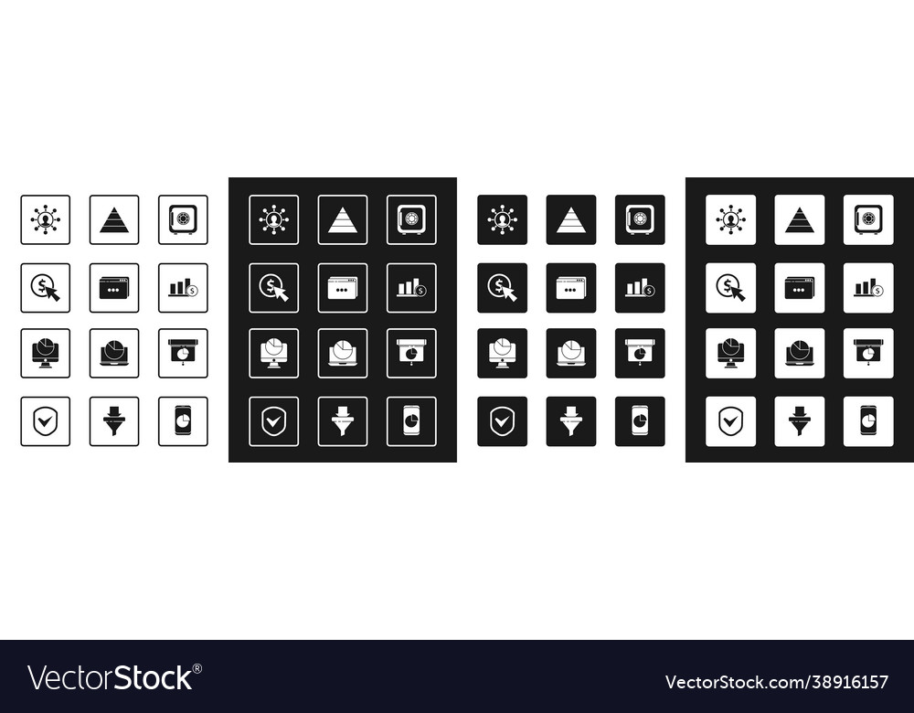 Set safe website template cursor and coin vector image Set safe website template cursor and coin