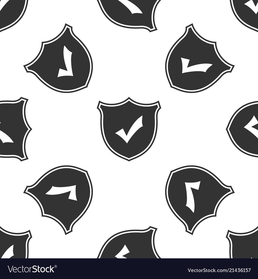 Shield with check mark icon seamless pattern vector image Shield with check mark icon seamless pattern