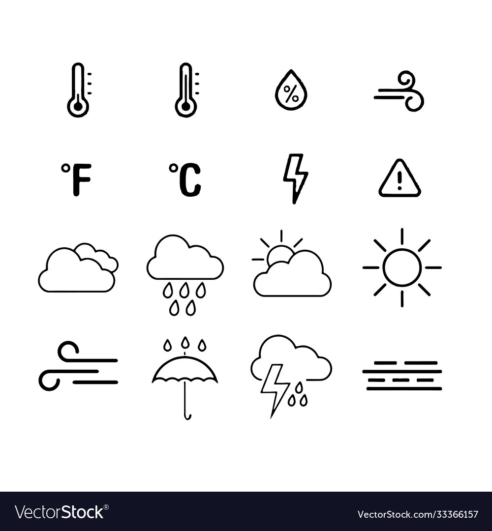 Weather icons with white background vector image Weather icons with white background