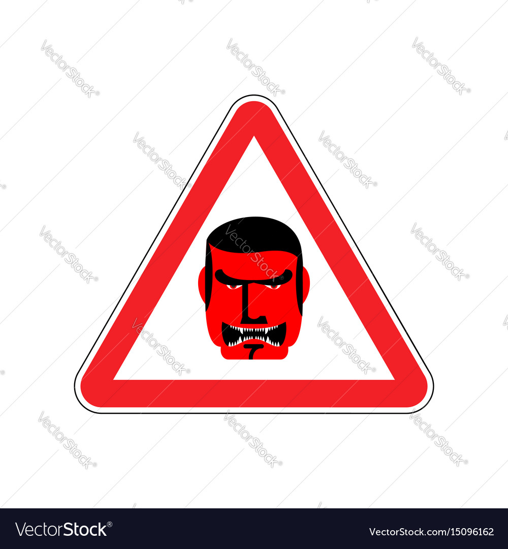 Angry boss warning sign red evil head hazard