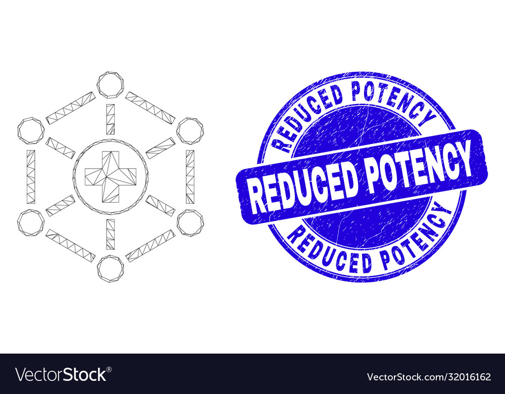 Blue distress reduced potency seal and web mesh vector image Blue distress reduced potency seal and web mesh
