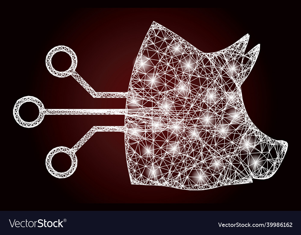 Bright net mesh pig brain interface with glare