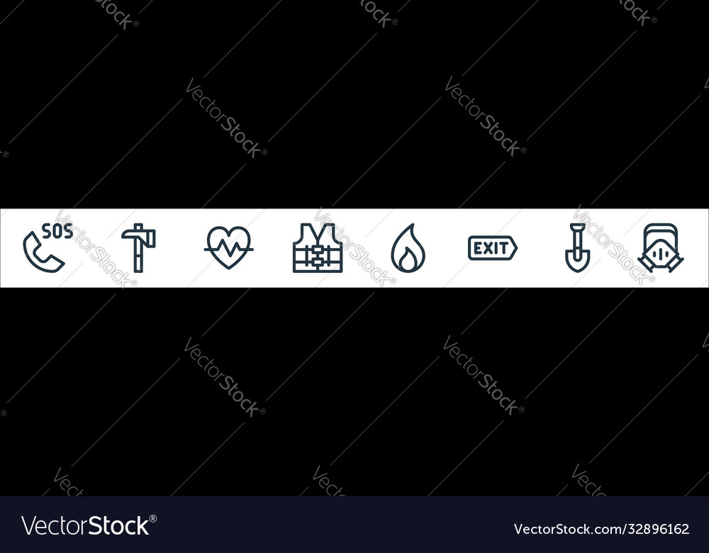 Emergencies line icons linear set quality Vector Image Emergencies line icons linear set quality