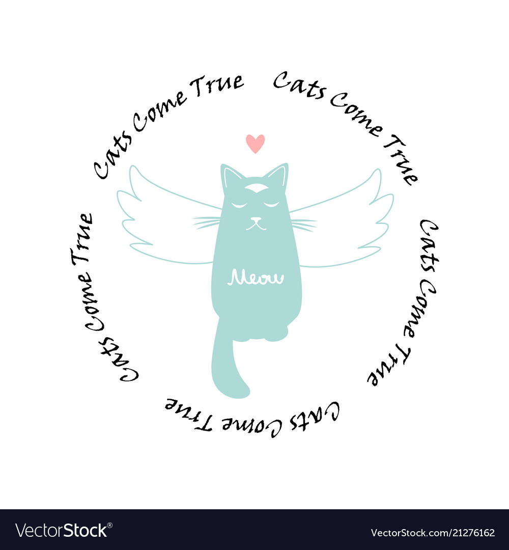 Funny cat with wings and circle text