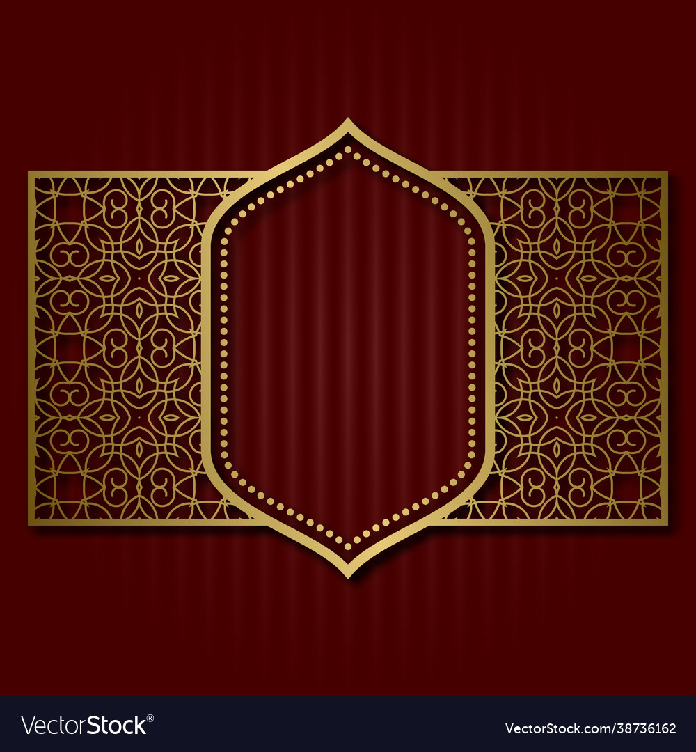 Golden frame on patterned rectangle for vintage Vector Image