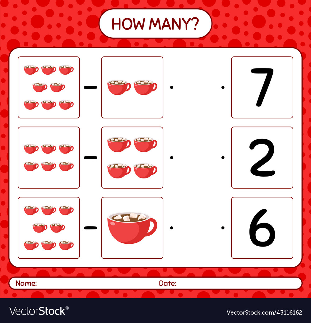How many counting game with marshmallow on hot vector image How many counting game with marshmallow on hot