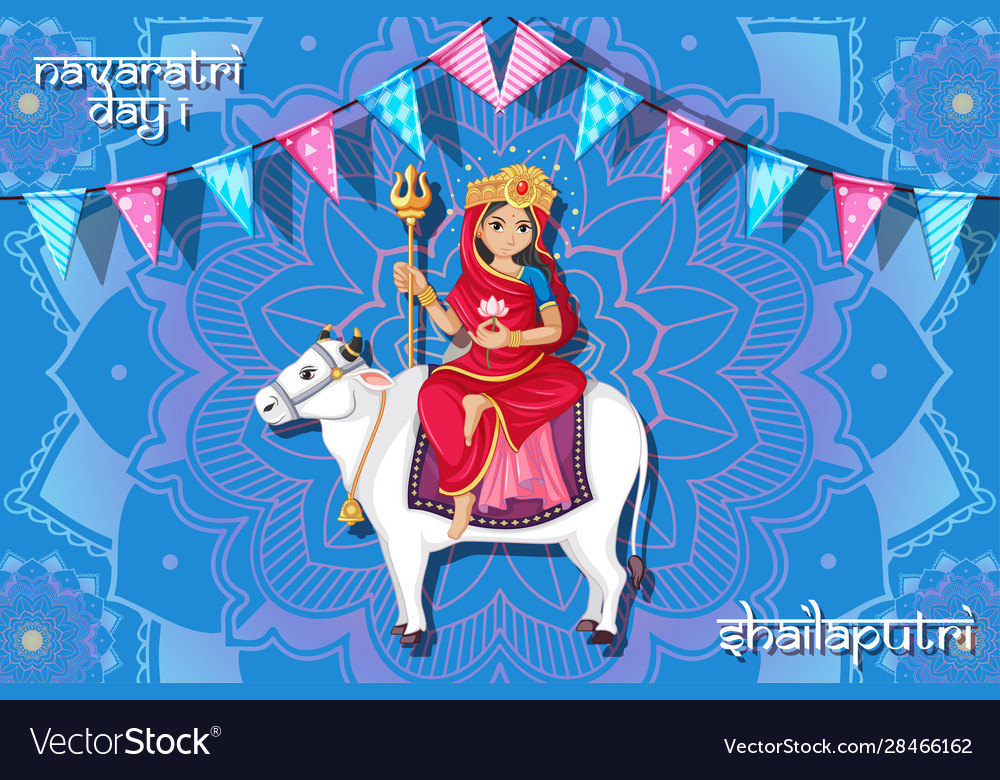 Navaratri Poster Design mit Göttin Lizenzfreier Vektor