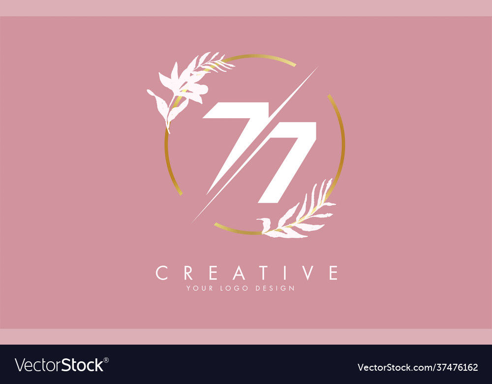 Number 77 7 logo design with golden circle