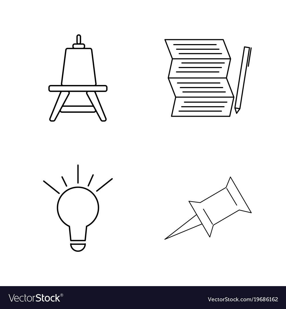 Office simple linear outline icon set