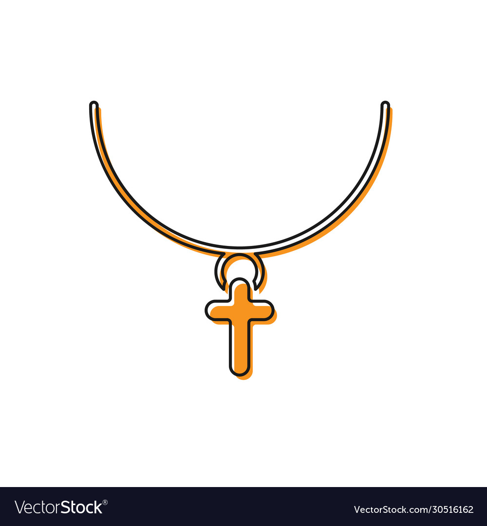 Orange christian Kreuz auf Kettensymbol isoliert