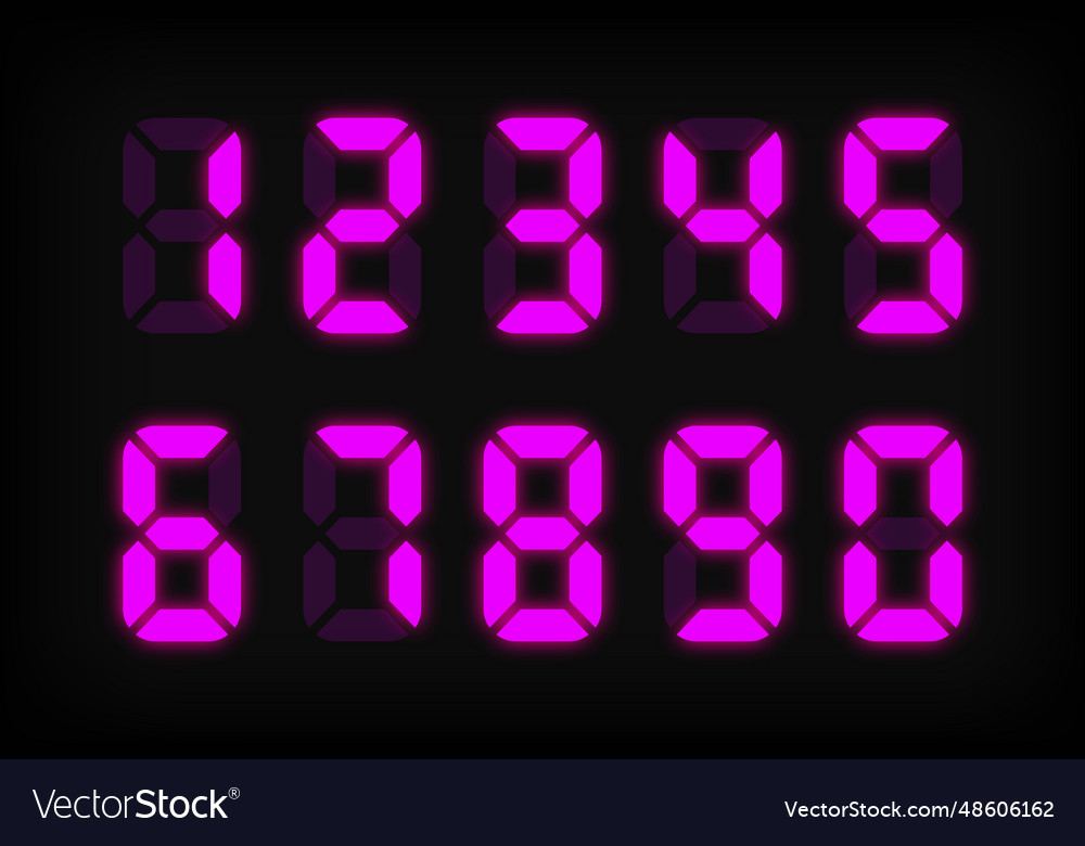 Purple electronic numbers on black background led