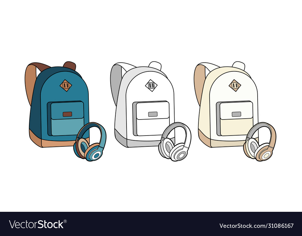 Rucksack Rucksack Rucksack Rucksack und Kopfhörer vector image Rucksack Rucksack Rucksack Rucksack und Kopfhörer