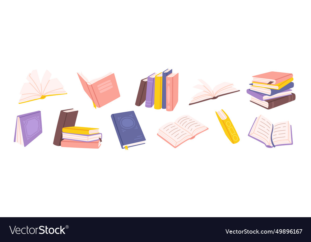 Cartoon books textbooks for reading and school Vector Image