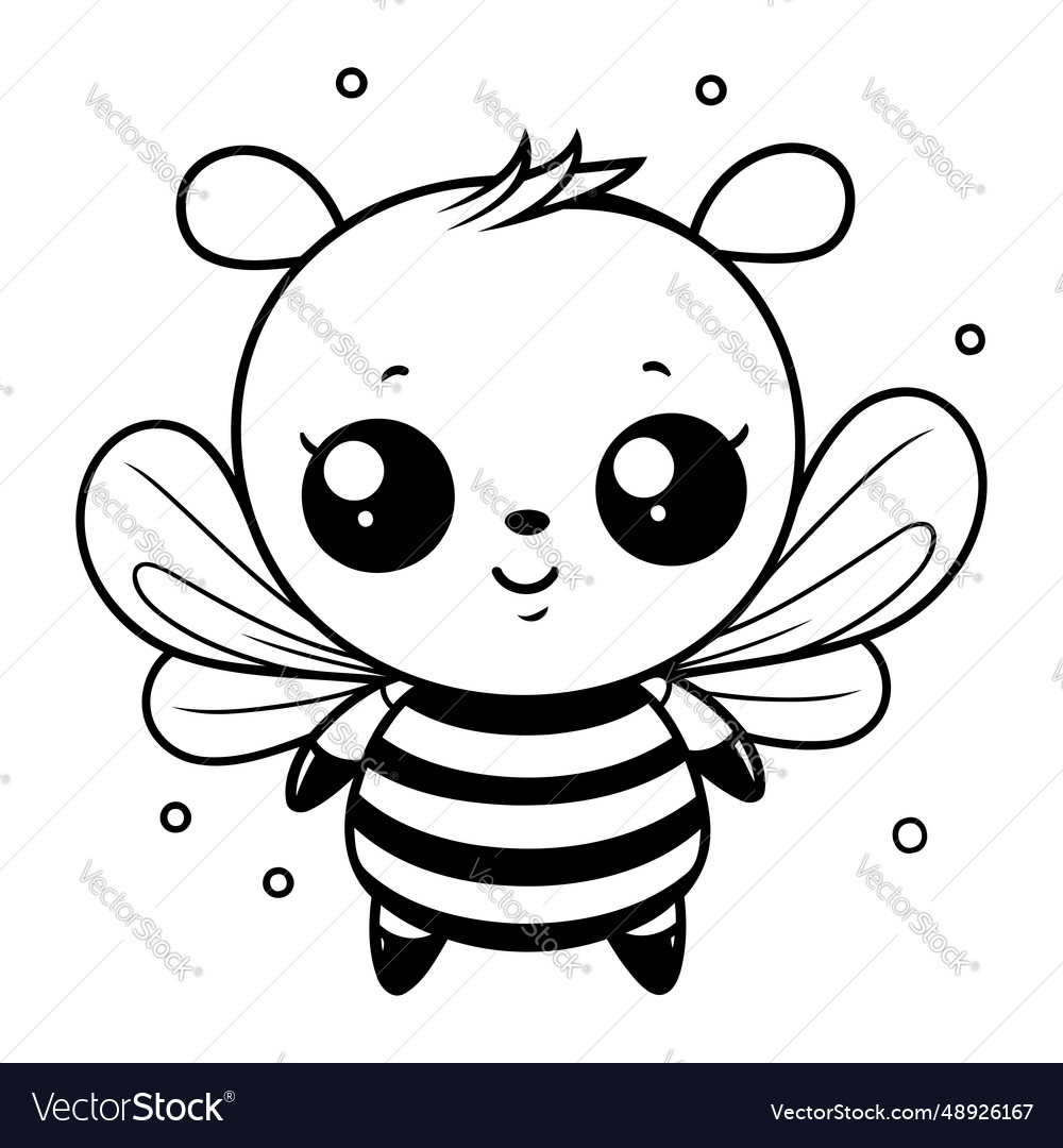 Cute bee flying kawaii character design