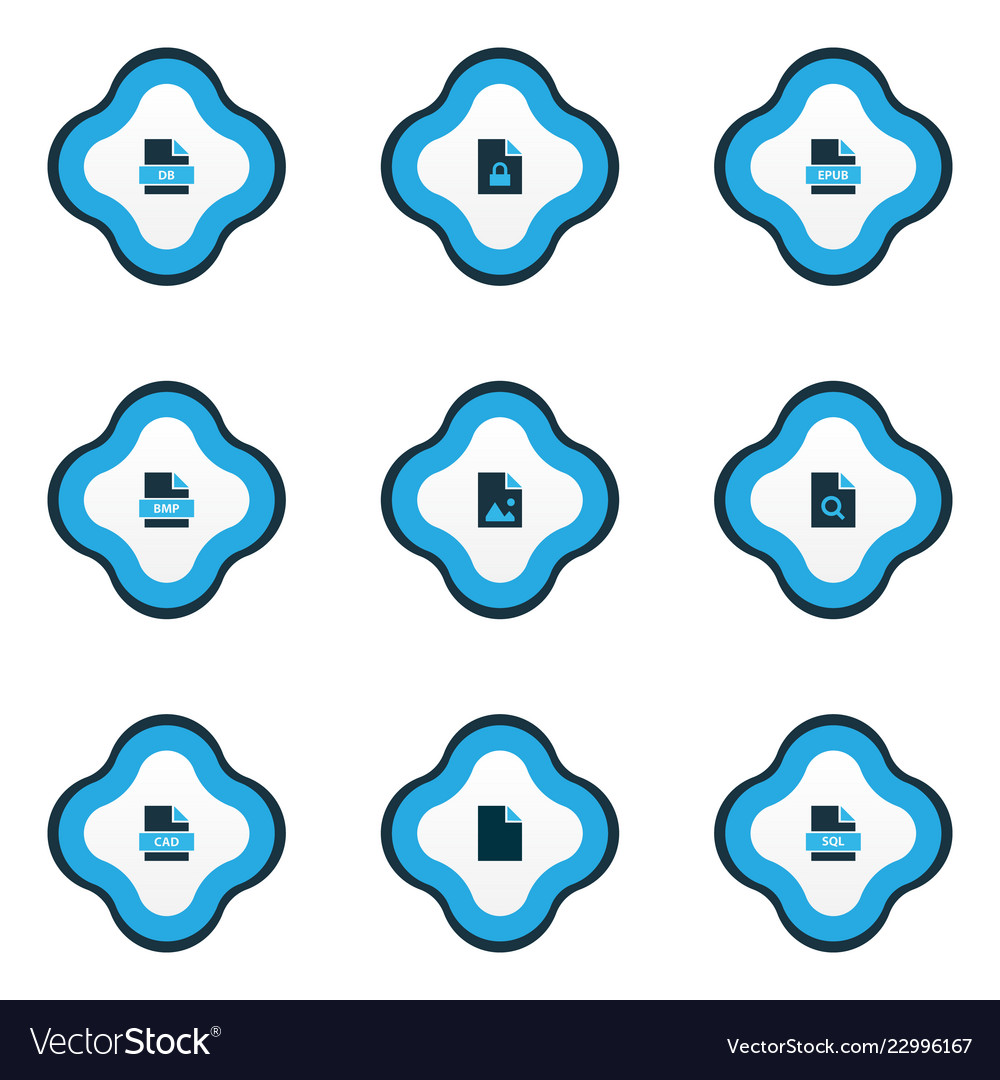 Document icons colored set with file epub locked vector image Document icons colored set with file epub locked
