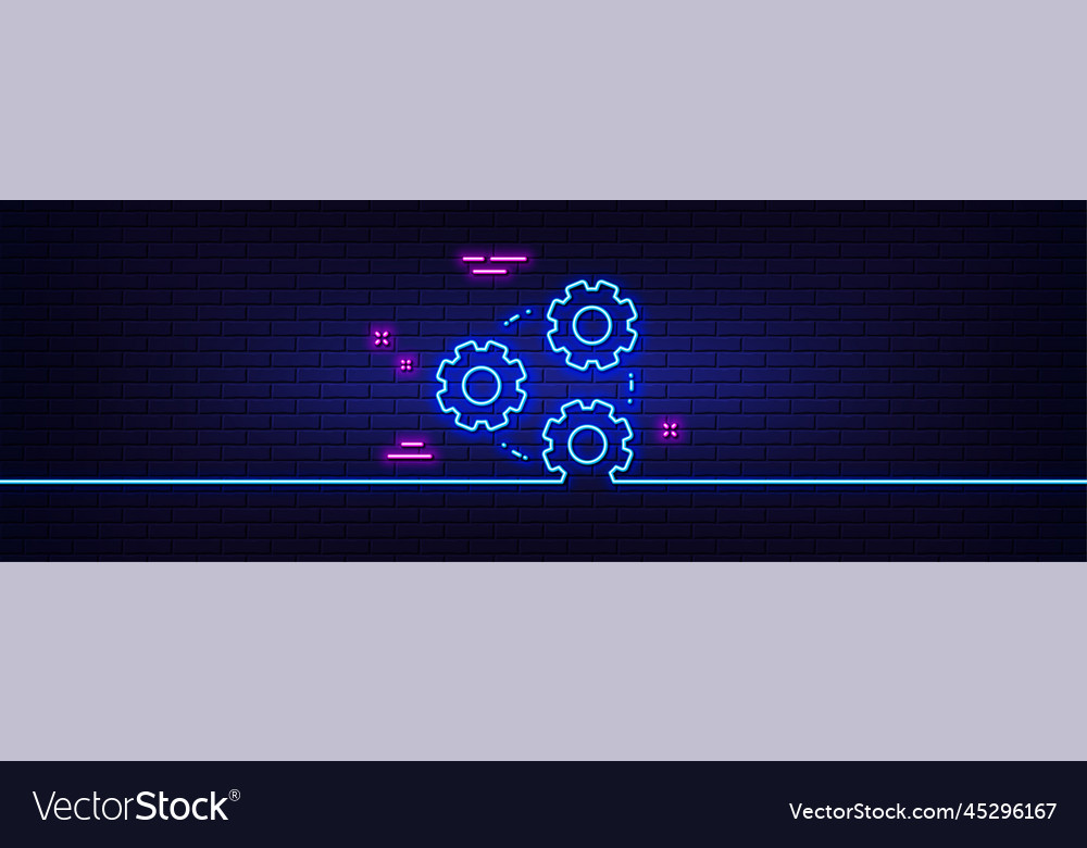 Gears line icon teamwork cogwheel sign working