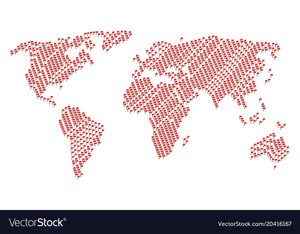 Global map mosaic of flag items