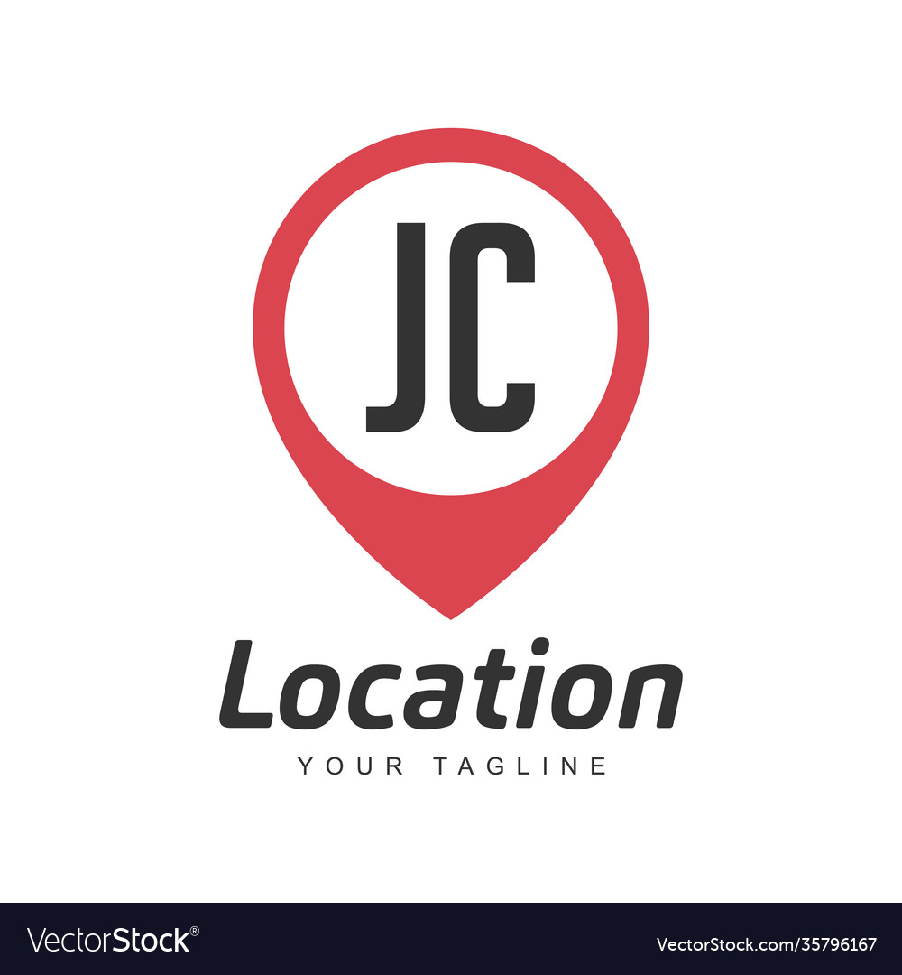 Jc-Brief-Logo-Design mit Position Stift-Symbol