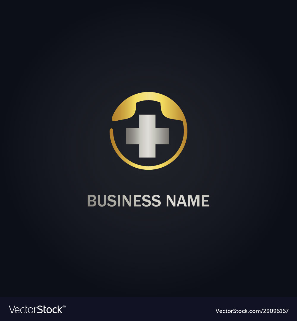 Medical cross phone gold logo