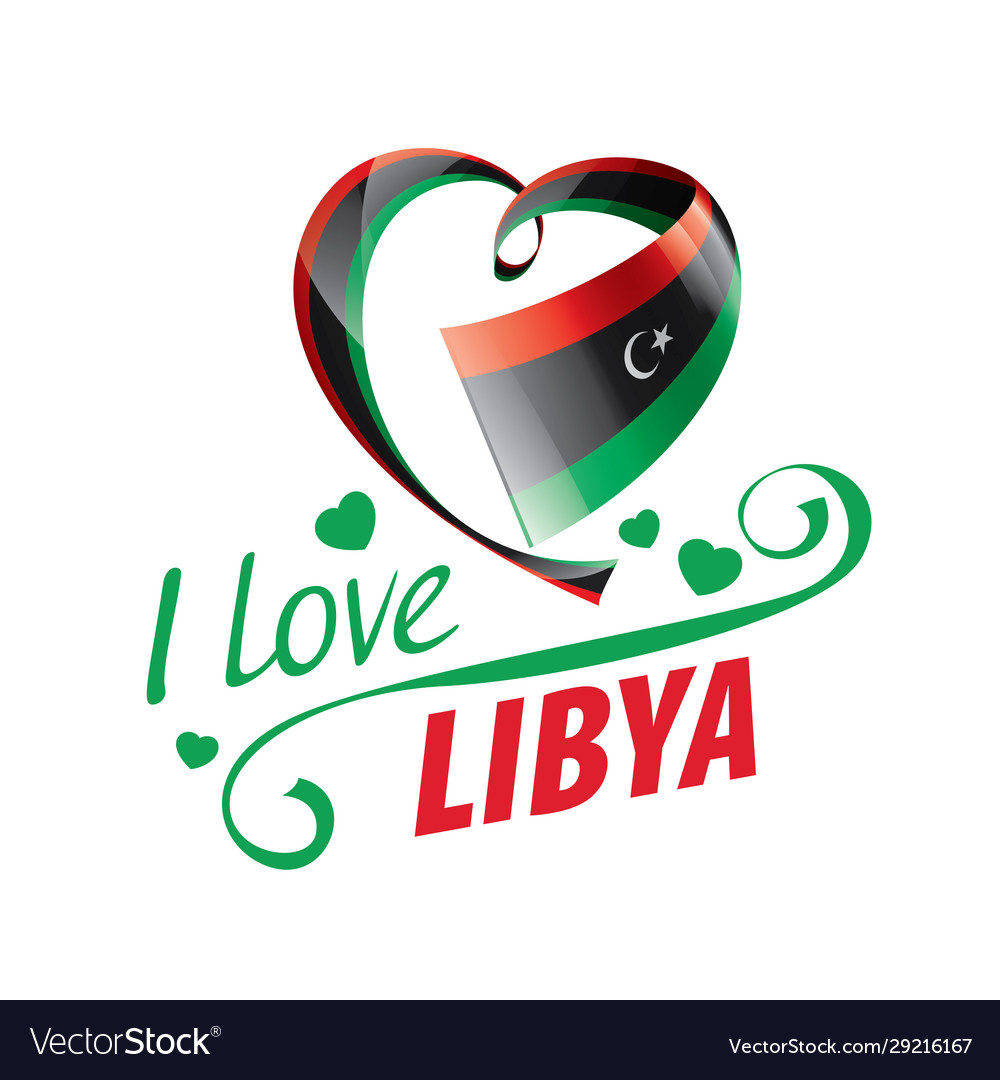 National flag libya in shape a heart