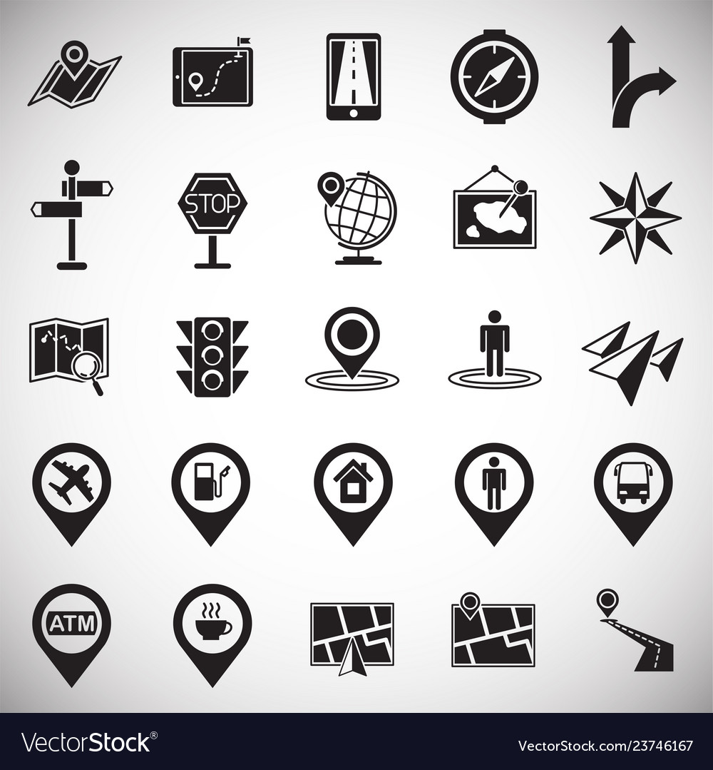 Navigation icon set on white background vector image Navigation icon set on white background