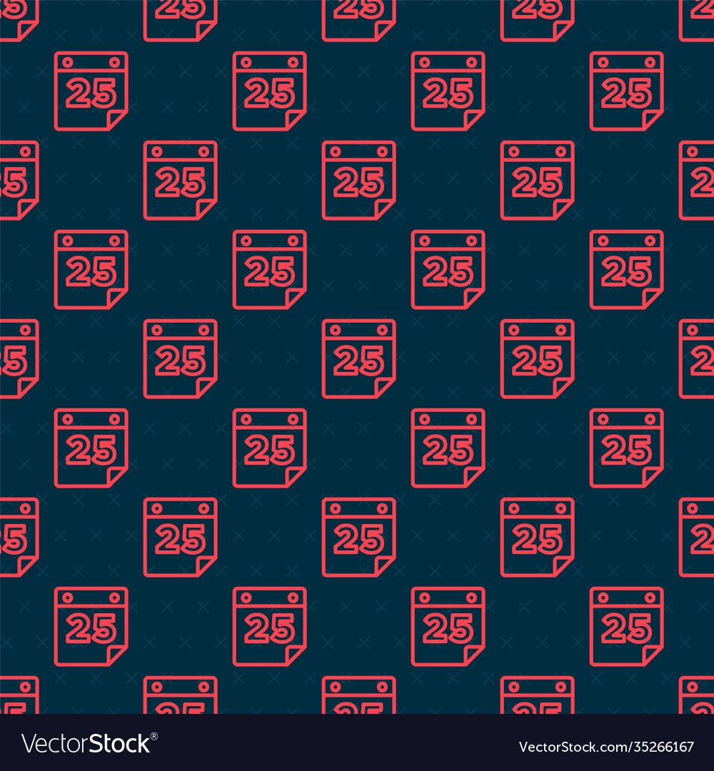 Red line calendar icon isolated seamless pattern vector image Red line calendar icon isolated seamless pattern