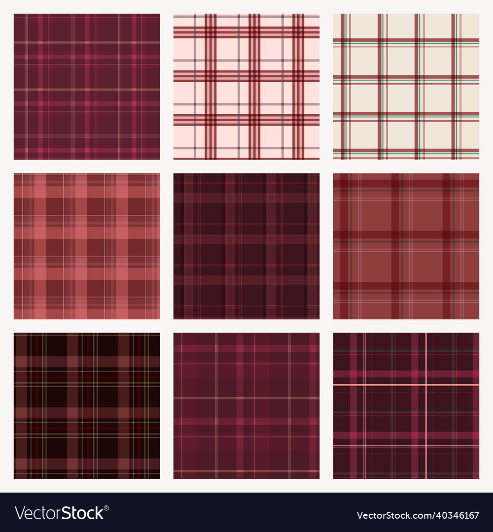 Red plaid background grid pattern design set