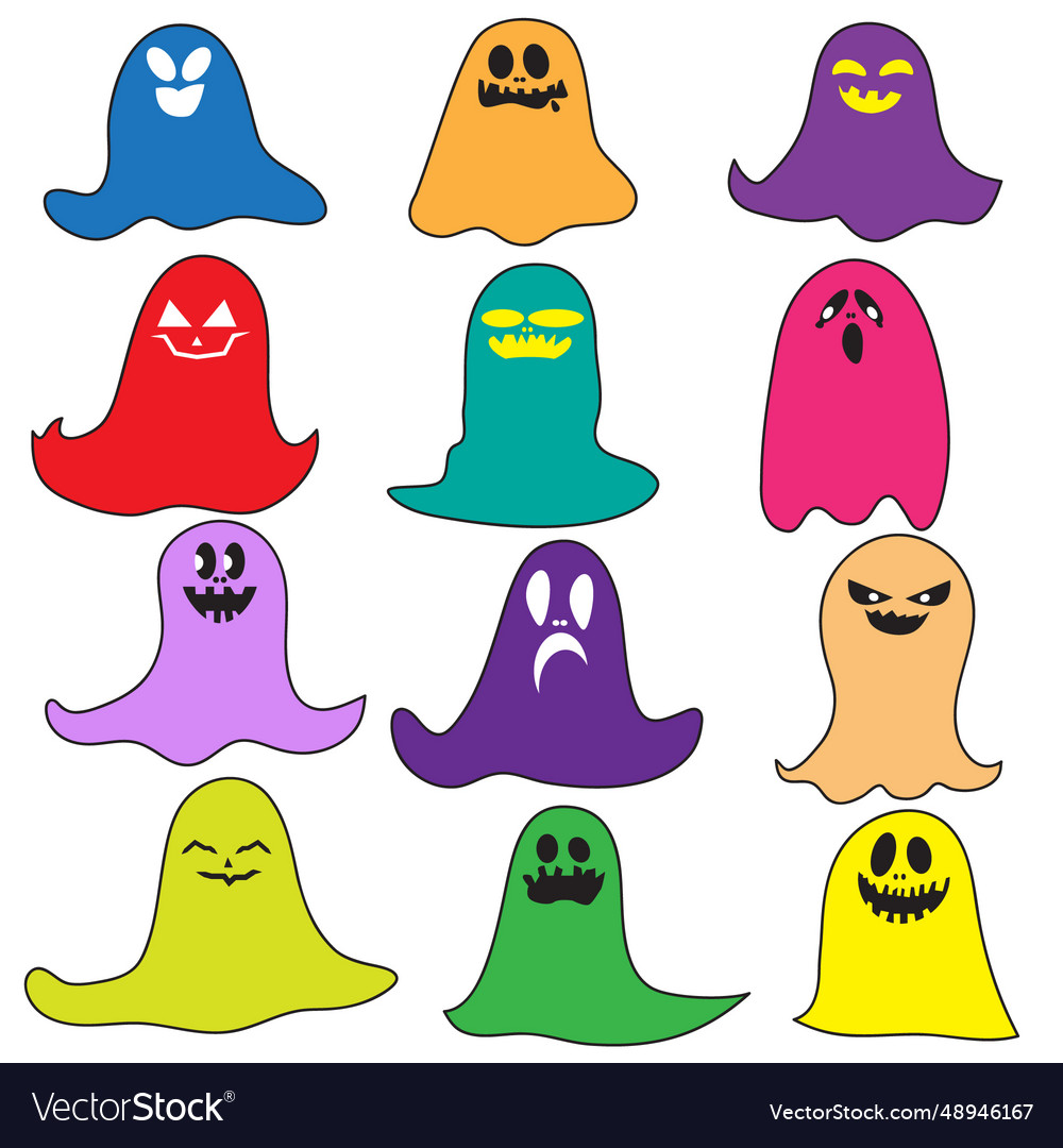 Set Of Cute And Funny Little Ghosts Royalty Free Vector