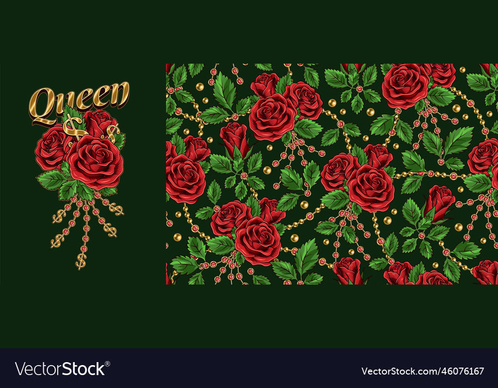 Set of pattern label with red roses vector image Set of pattern label with red roses