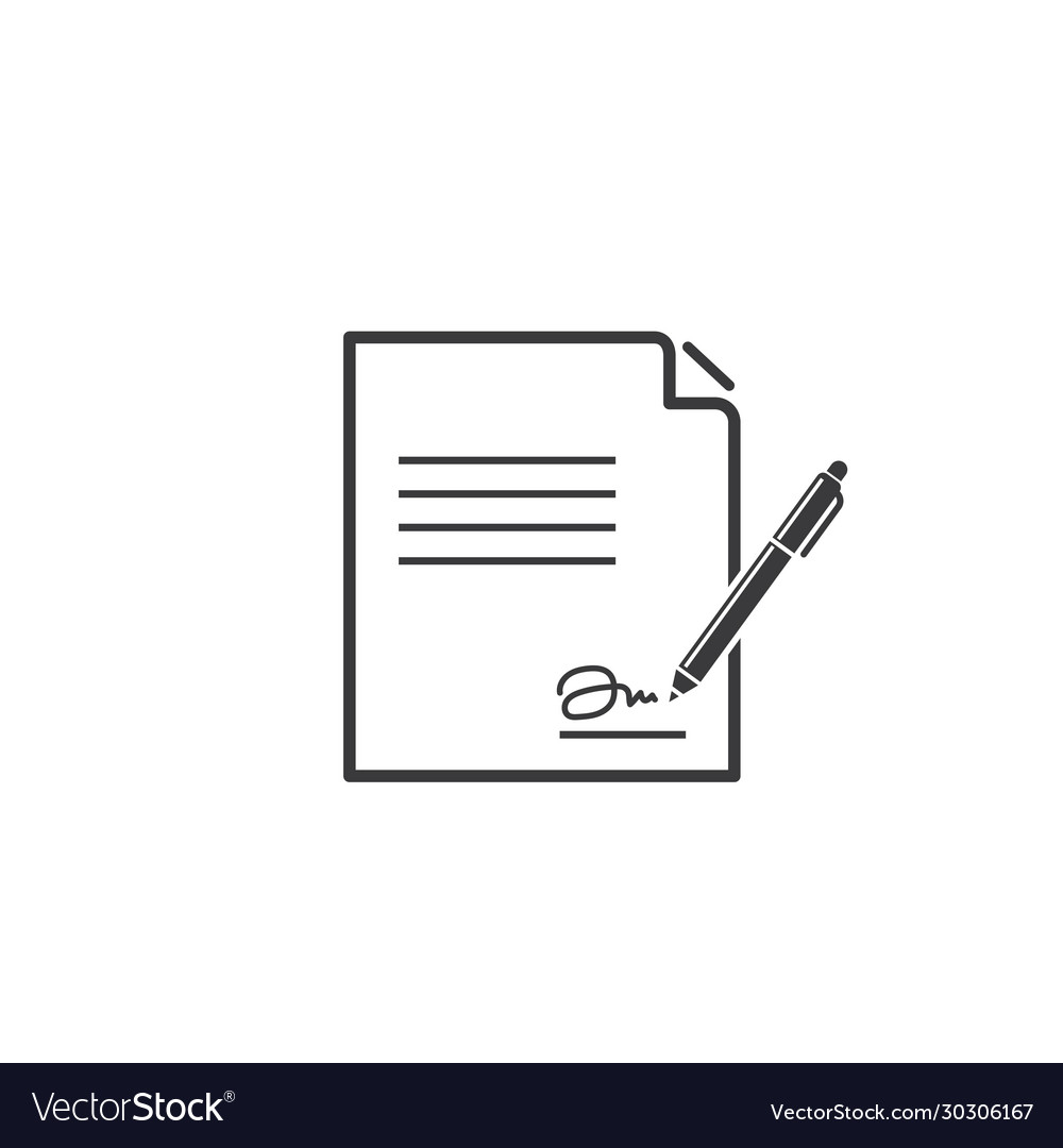 Signature contract document with pen design