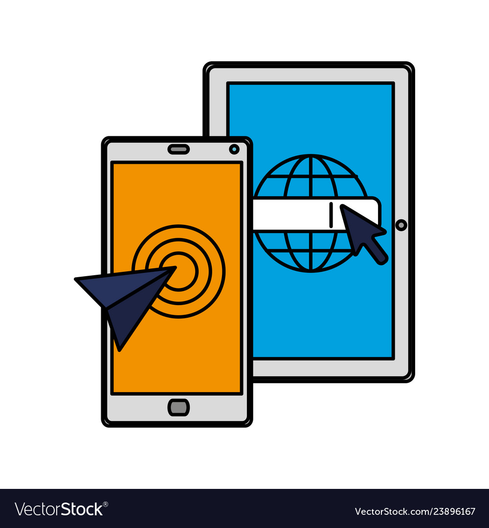 Smartphone with mouse cursor pointer Vector Image Smartphone with mouse cursor pointer