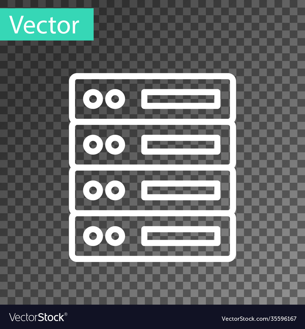 White line server data web hosting icon isolated vector image White line server data web hosting icon isolated
