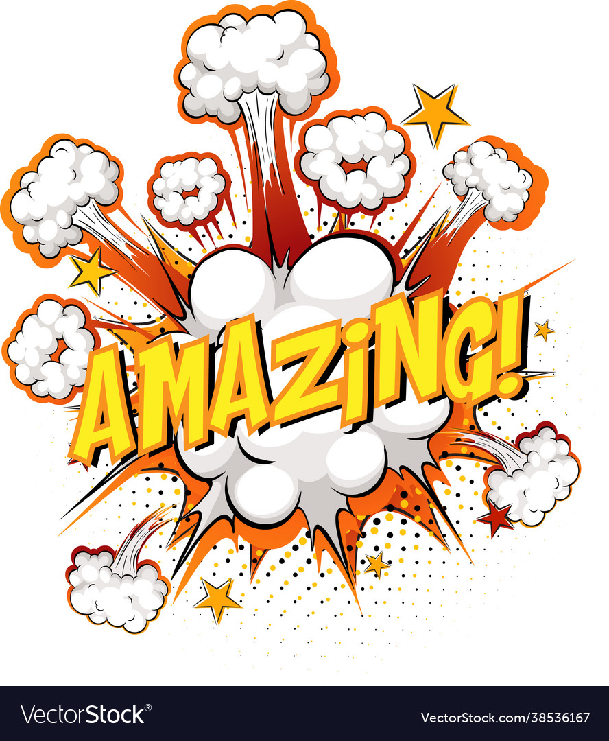 Word amazing on comic cloud explosion background Vector Image