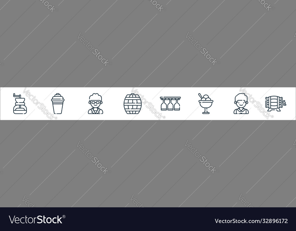 Bar line icons linear set quality vector image Bar line icons linear set quality