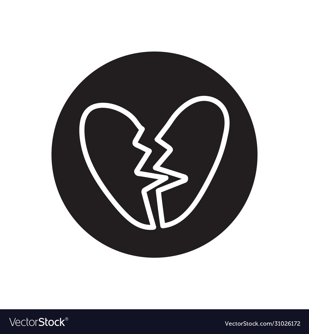 Broken heart icon line block style