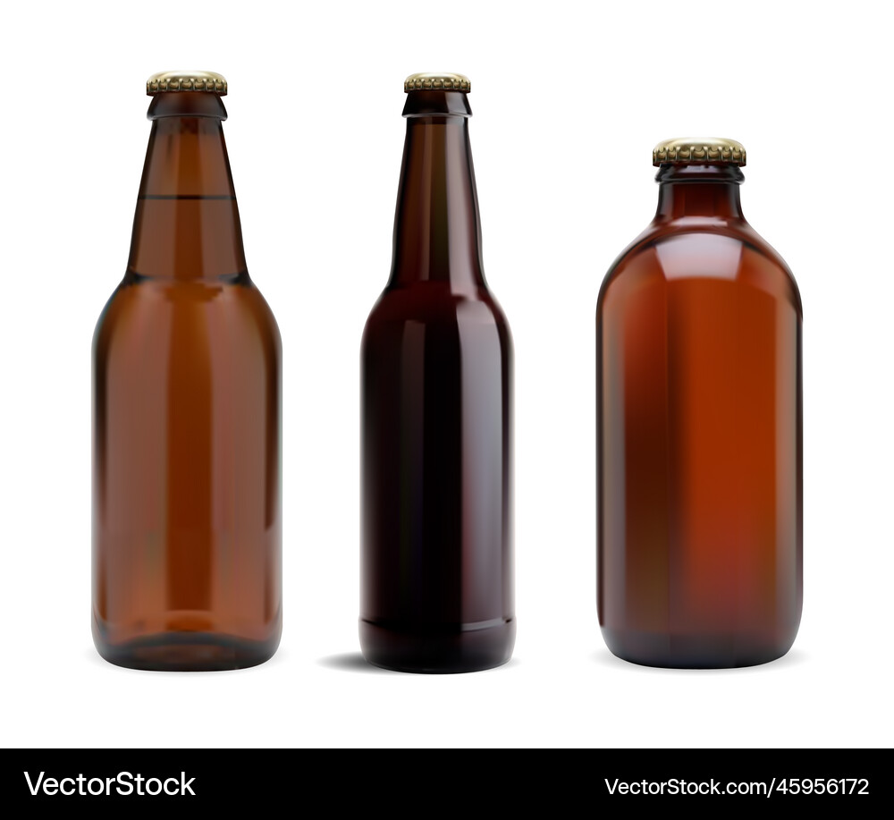 Brown glass beer bottle light cold drink package Vector Image