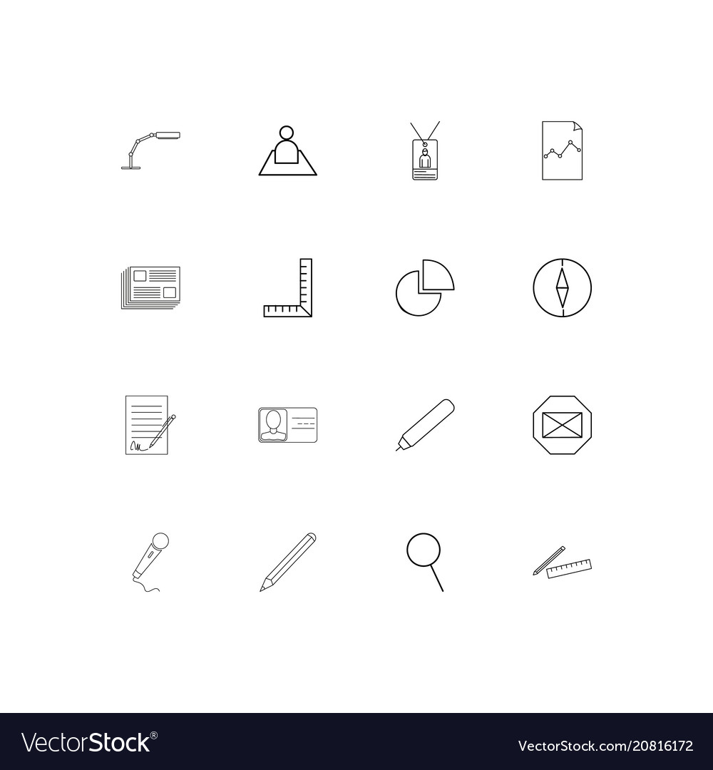 Business and office linear thin icons set