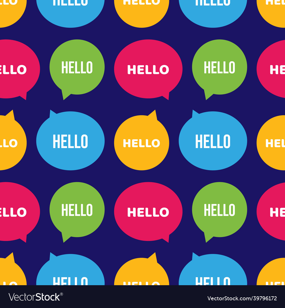 Colorful speech bubbles with word hello pattern