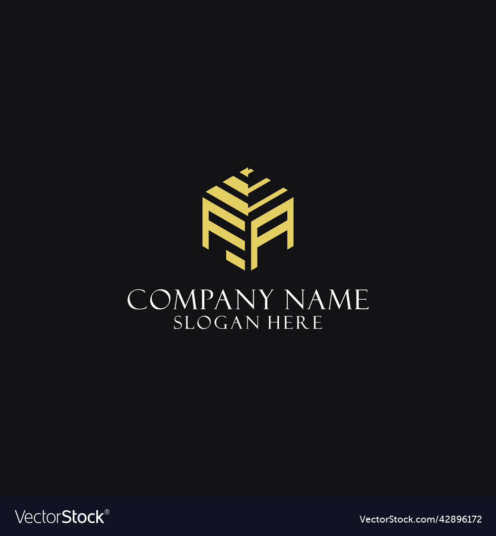 Fa initial monogram with hexagon shape logo Vector Image Fa initial monogram with hexagon shape logo