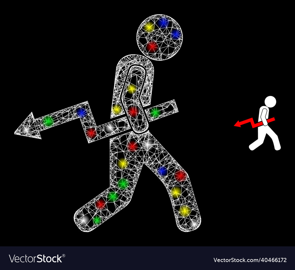 Glare irregular net trend down robber icon vector image Glare irregular net trend down robber icon