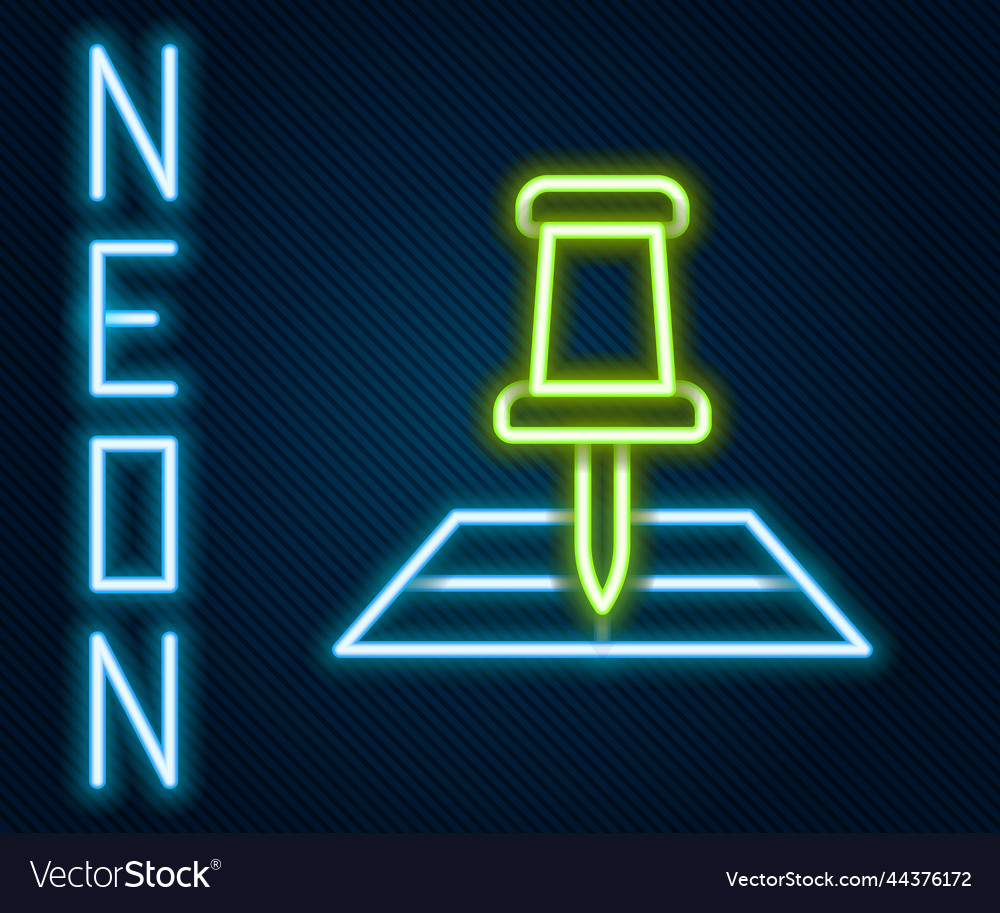 Glowing neon line folded map with location marker vector image Glowing neon line folded map with location marker