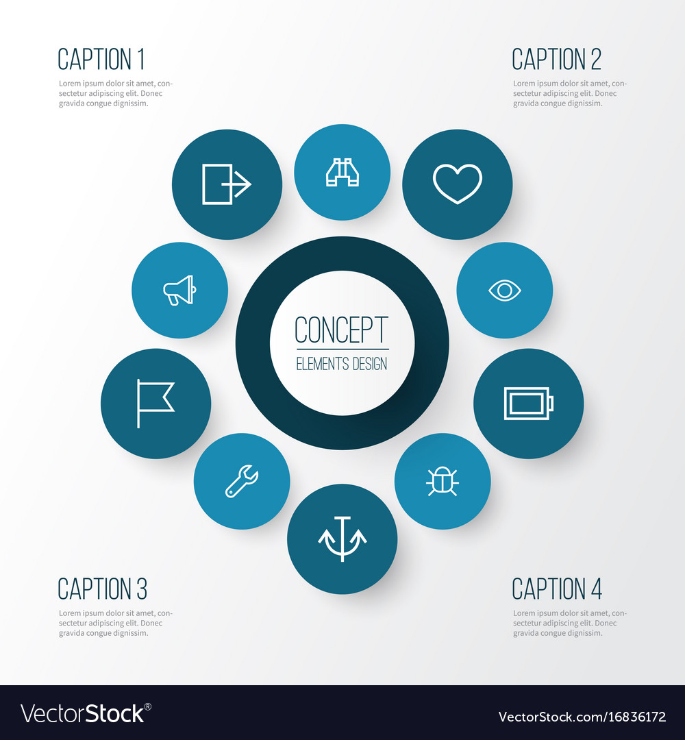 Interface outline icons set collection of battery