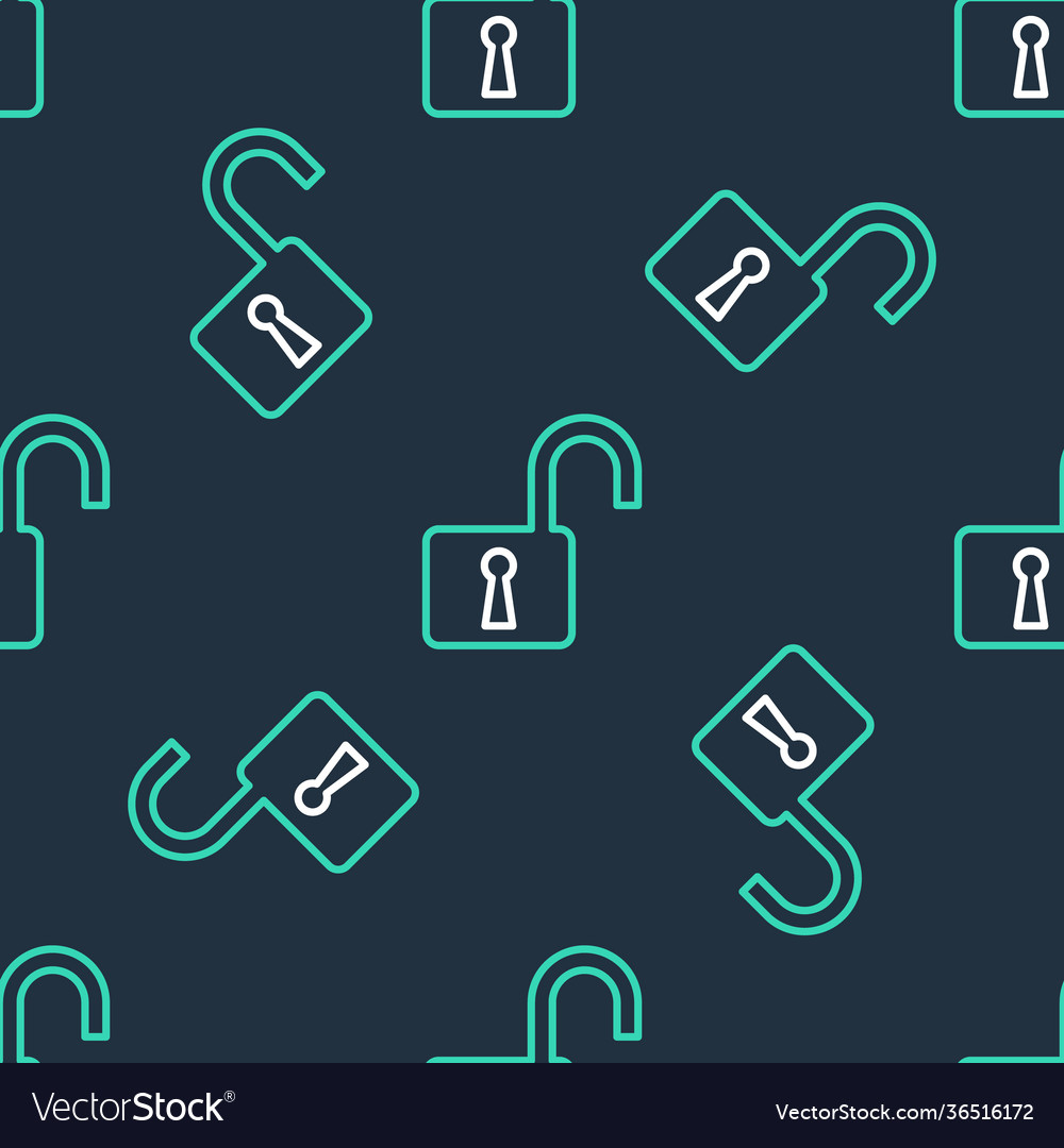 Line open padlock icon isolated seamless pattern vector image Line open padlock icon isolated seamless pattern