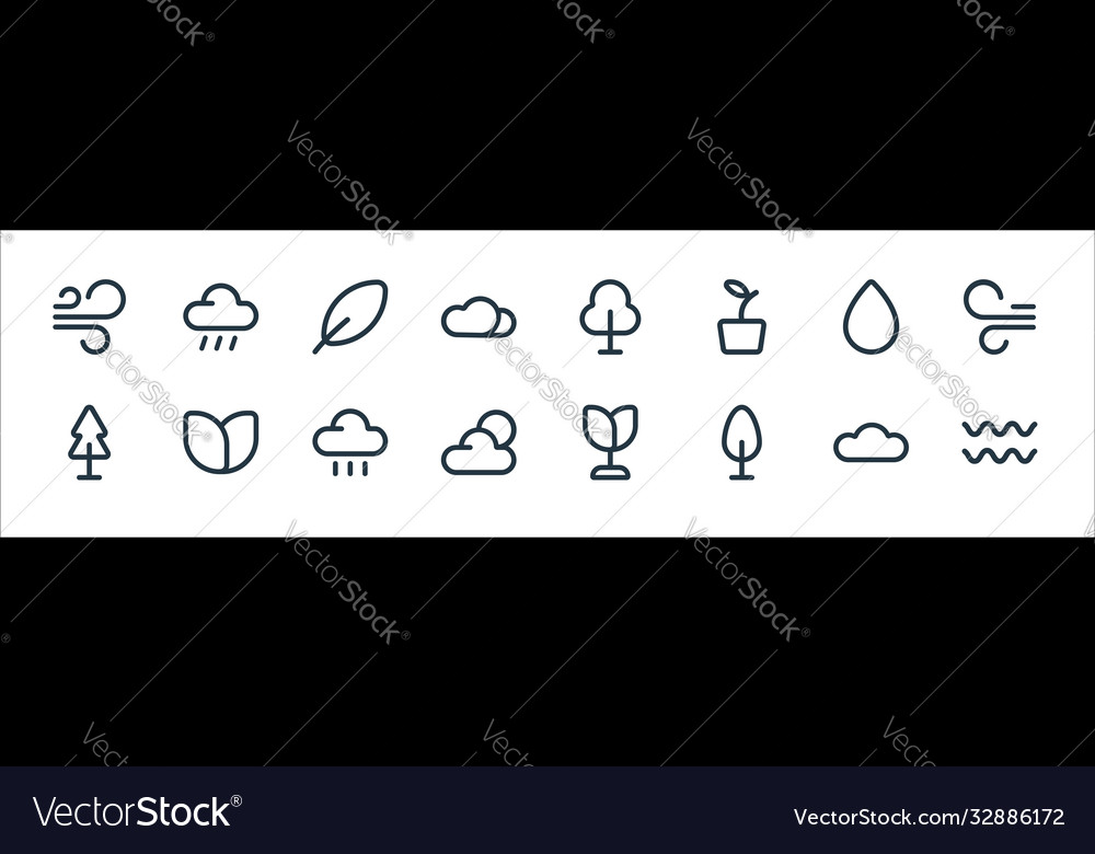Nature line icons linear set quality