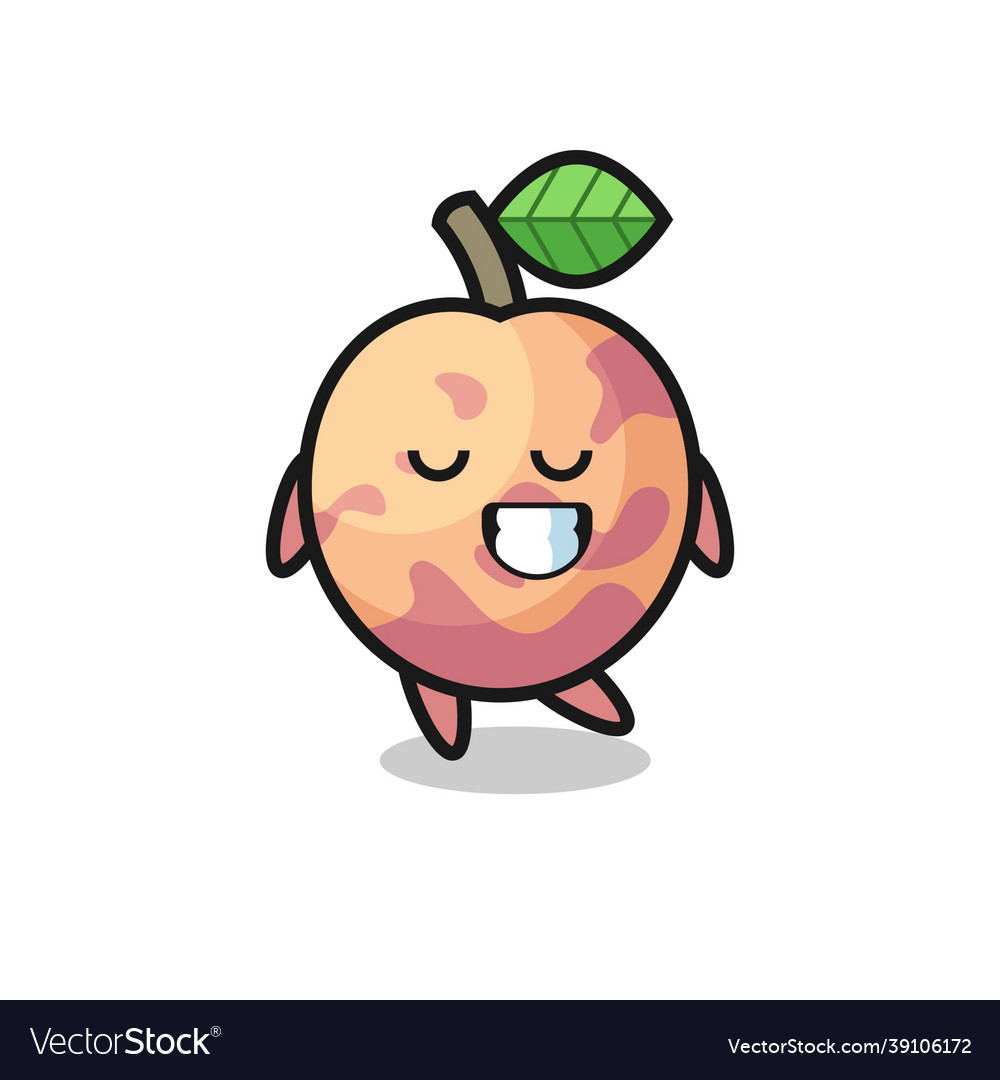 Pluot fruit cartoon with a shy expression