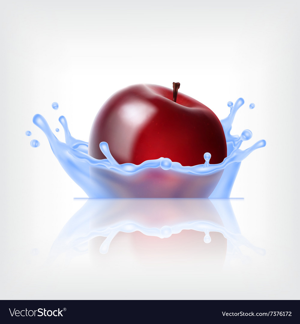 Red apple with water