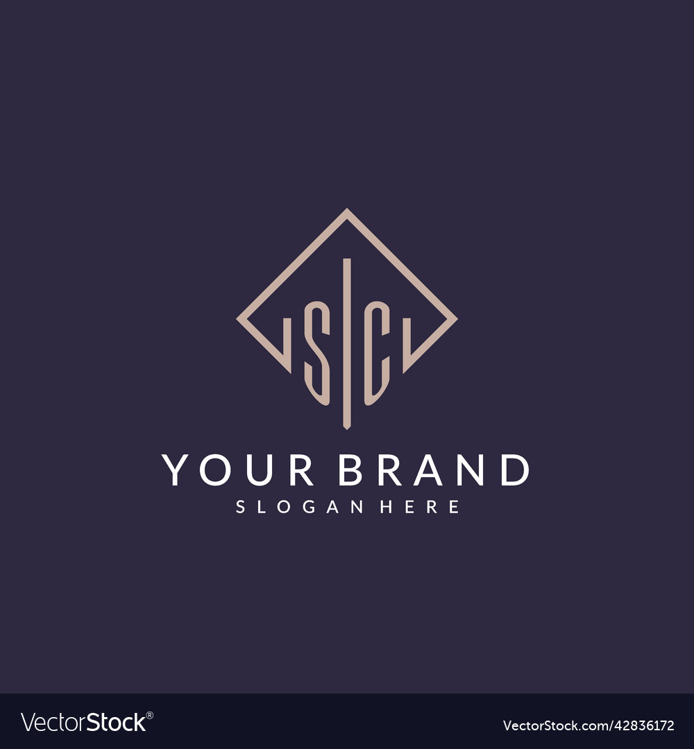 SC Monogram Initial Logo - Rectangle Style